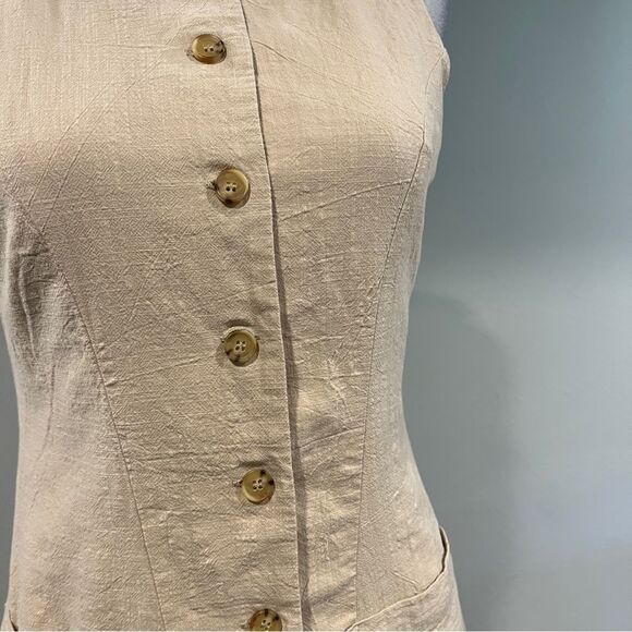 Cummense Sleeveless Beige Button-Down Dress size small - Picture 4 of 13